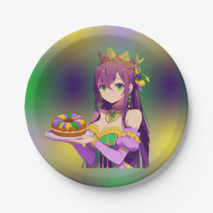 Anime Mardi Gras King cake Paper Plate
