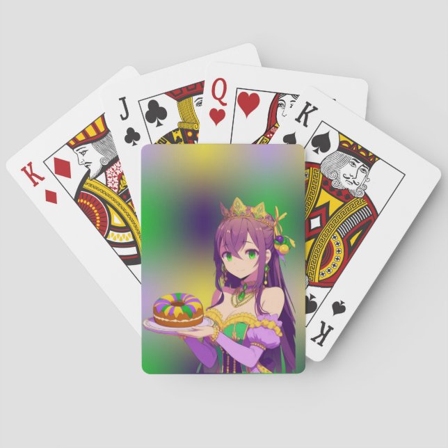 Anime Mardi Gras King cake Playing Cards (Back)
