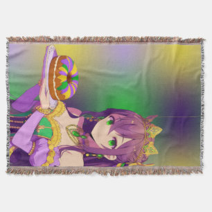 Anime Mardi Gras King cake Throw Blanket