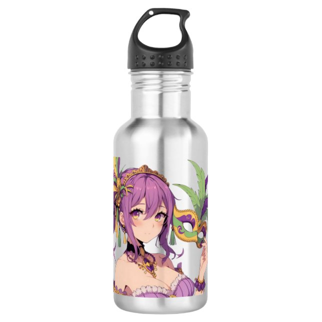 Anime Mardi Gras mask 710 Ml Water Bottle (Front)