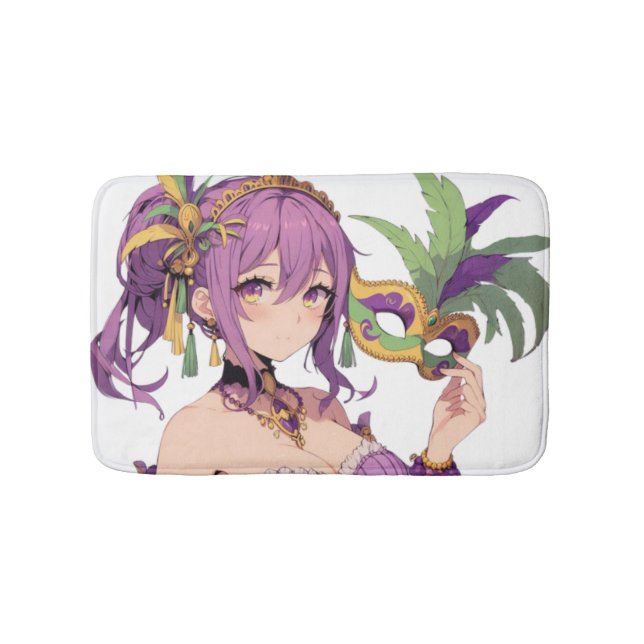 Anime Mardi Gras mask Bath Mat (Front)