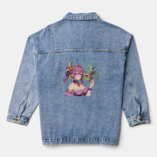 Anime Mardi Gras mask Denim Jacket