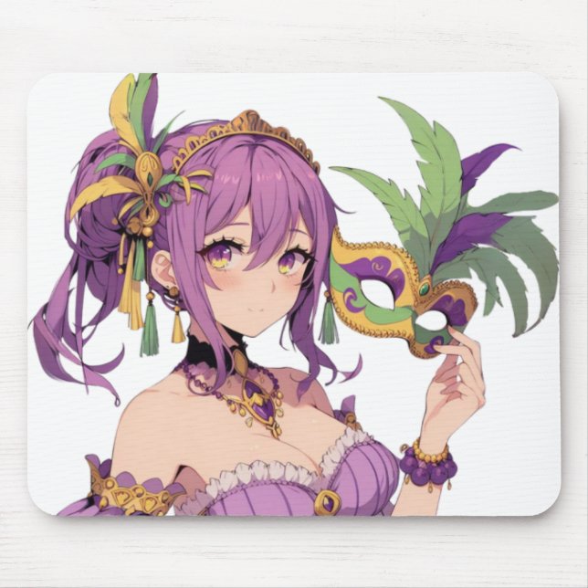 Anime Mardi Gras mask Mouse Pad (Front)