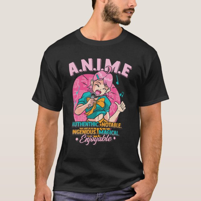 Anime Meaning Authenthic Noteable Ingenious Magica T-Shirt (Front)