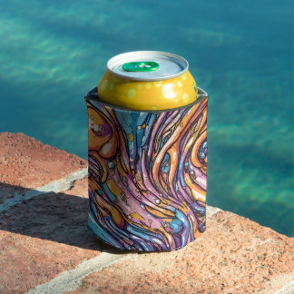 Anime melting plastic texture, Vibrant colours Can Cooler