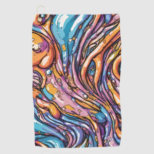 Anime melting plastic texture, Vibrant colours Golf Towel