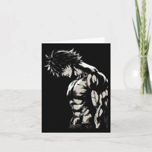 Anime Men Character Bicep Workout Motivational  Card