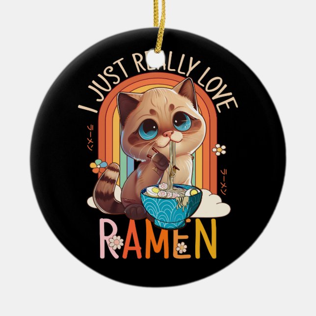 Anime Merch Kawaii Really Love Ramen Japanese Nood Ceramic Ornament (Front)