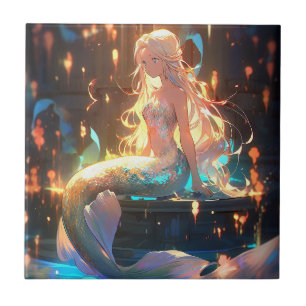 Anime Mermaid Girl Fantasy Art Ceramic Tile