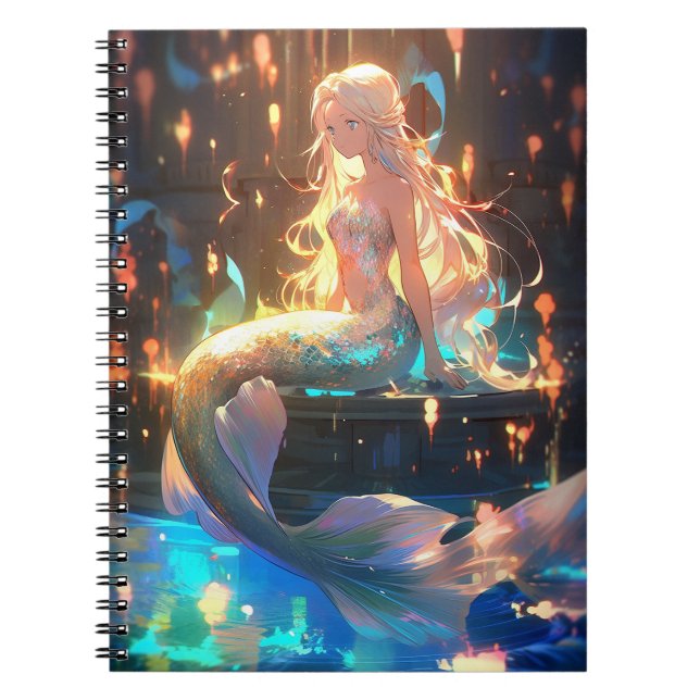 Anime Mermaid Girl Fantasy Art Notebook (Front)