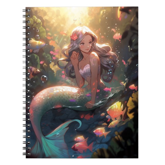 Anime Mermaid Girl Fantasy Art Notebook (Front)