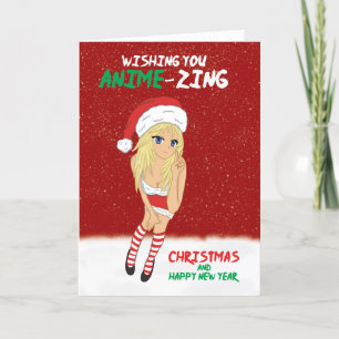 Anime Merry Christmas And New Year Holiday Card