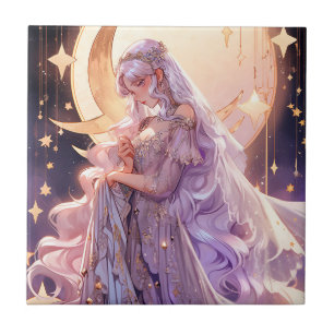 Anime Moon Princess Fantasy Art Ceramic Tile