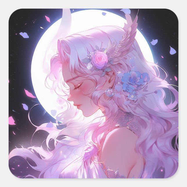 Anime Moon Princess Fantasy Art Square Sticker (Front)