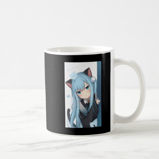Anime Neko Cat Girl Pastel Kawaii Japanese Waifu O Coffee Mug (Right)