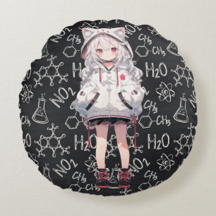 Anime Neko Chemical Formula Throw Pillow