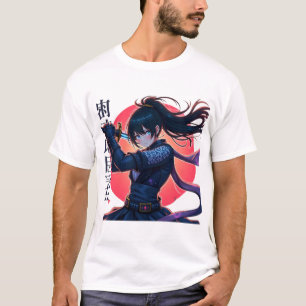 Anime Ninja Girl with Katana– Epic Samurai Warrior T-Shirt