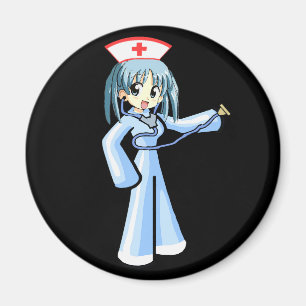 Anime Nurse with Stethoscope and blue uniform Magnet