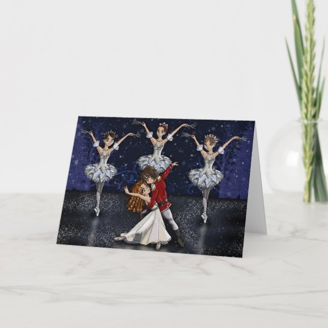Anime Nutcracker Snowflakes Greeting Card (Front)