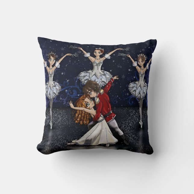 Anime Nutcracker Snowflakes Pillow (Front)