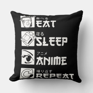 Anime Obsession: Eat, Sleep, Anime, Repeat Cushion