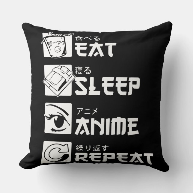 Anime Obsession: Eat, Sleep, Anime, Repeat Cushion (Front)
