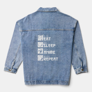 Anime Obsession: Eat, Sleep, Anime, Repeat Denim Jacket