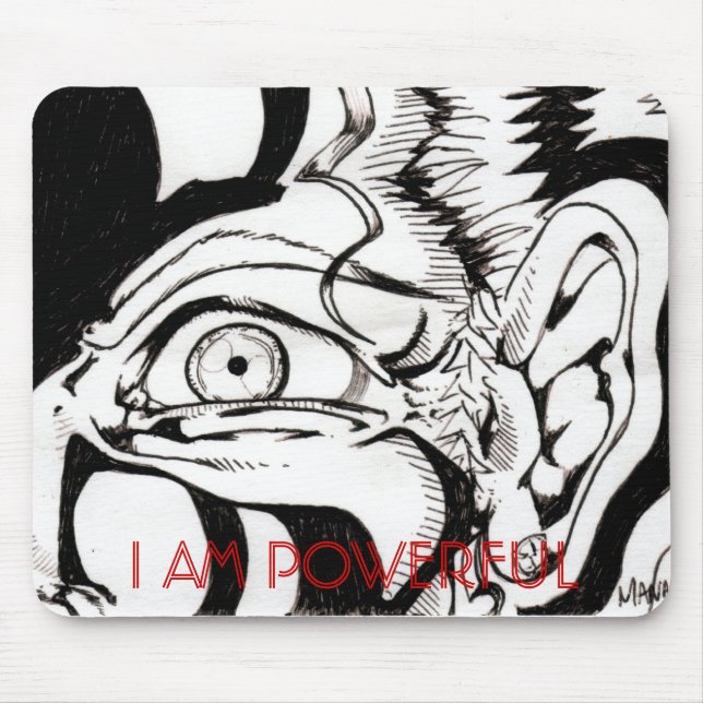 anime old lady, I AM POWERFUL Mouse Pad (Front)