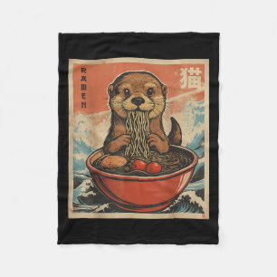 Anime Otter Ramen Japanese Funny Kawaii Gift Men W Fleece Blanket