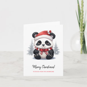 Anime Panda Santa Merry Christmas Card