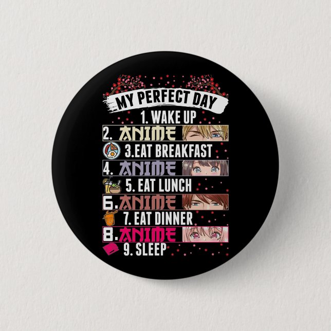 Anime Perfect Day Otaku Girl Japanese Manga 6 Cm Round Badge (Front)