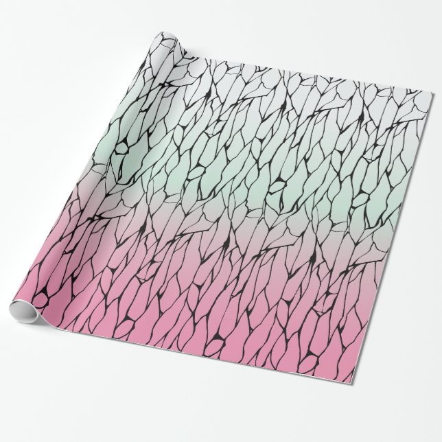 Anime Pink Monarch Pattern Wrapping Paper (Unrolled)