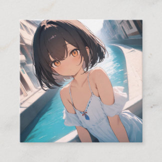 Anime Poolside Square Business Card