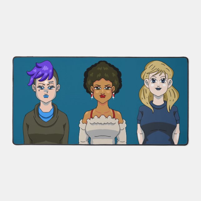 Anime Portrait Women Beauty Pretty Cute Adorable Desk Mat (Front)