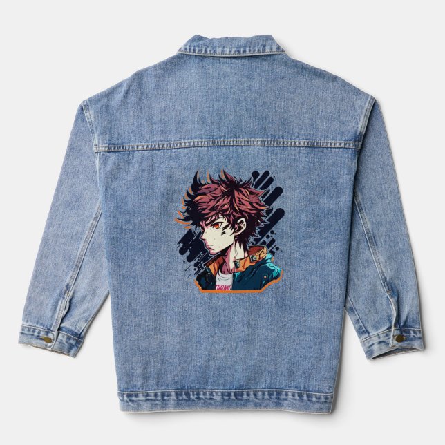 Anime Power: Young Manga Character Design Denim Jacket (Back)