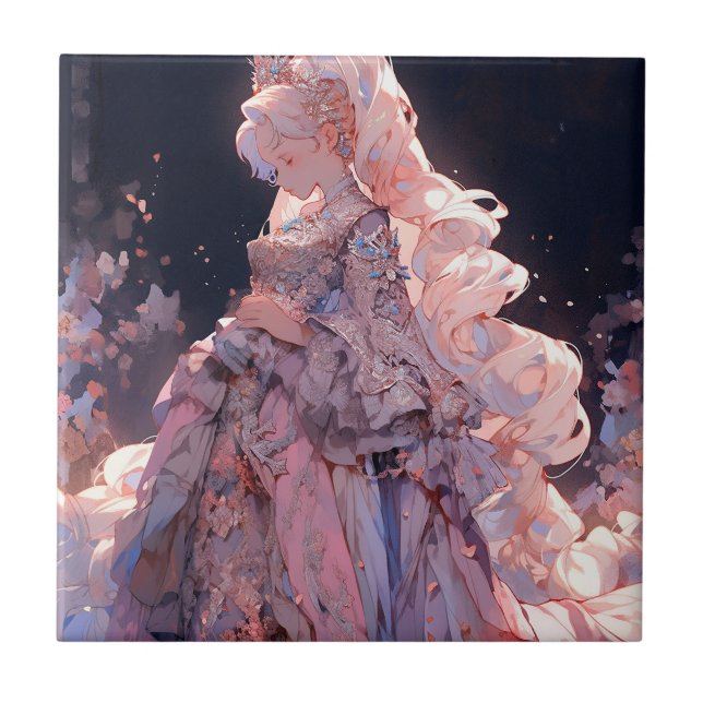 Anime Princess Fantasy Art Ceramic Tile (Front)