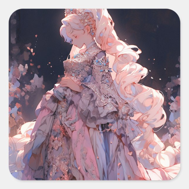 Anime Princess Fantasy Art Square Sticker (Front)
