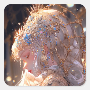 Anime Princess Girl Fantasy Art Square Sticker