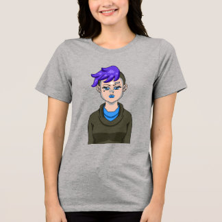  Anime Punk Rock Emo Girl Portrait Beauty Women Tri-Blend Shirt