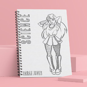 Anime Punk Teen Colouring School Subject Notebook