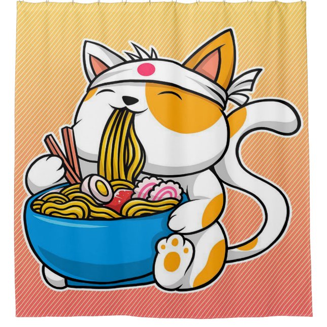 Anime Ramen Cat Gift| Cat For Easter  Shower Curtain (Front)