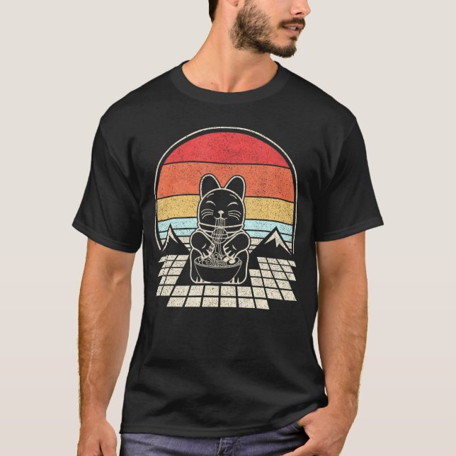 Anime Ramen Cat Japanese Noodles Aesthetic Kawaii  T-Shirt (Front)