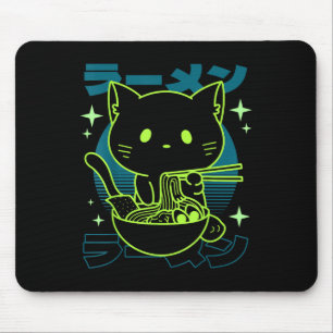 Anime Ramen Cat Japanese Retro Noodles Aesthetic K Mouse Pad