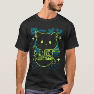 Anime Ramen Cat Japanese Retro Noodles Aesthetic K T-Shirt
