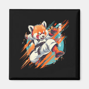 Anime Red Panda Martial Arts Black Belt Taekwondo Magnet