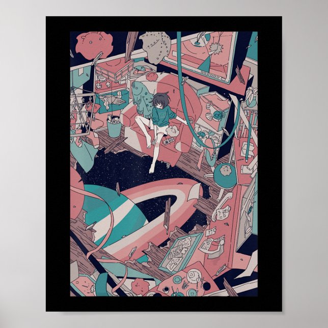 Anime Retro 90s Lofi Girl Aesthetic Japanese Otaku Poster (Front)