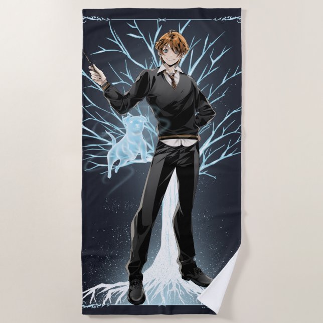 Anime Ron Weasley's Jack Russell Terrier Patronus Beach Towel (Front)