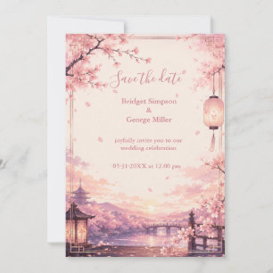 Anime Sakura Sunset Wedding Dreams Invitation