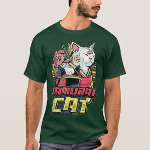 Anime Samurai Cat Anime (2) T-Shirt