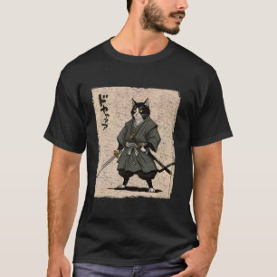 Anime Samurai Cat Warrior Ukiyo-e Warrior Japanese T-Shirt
